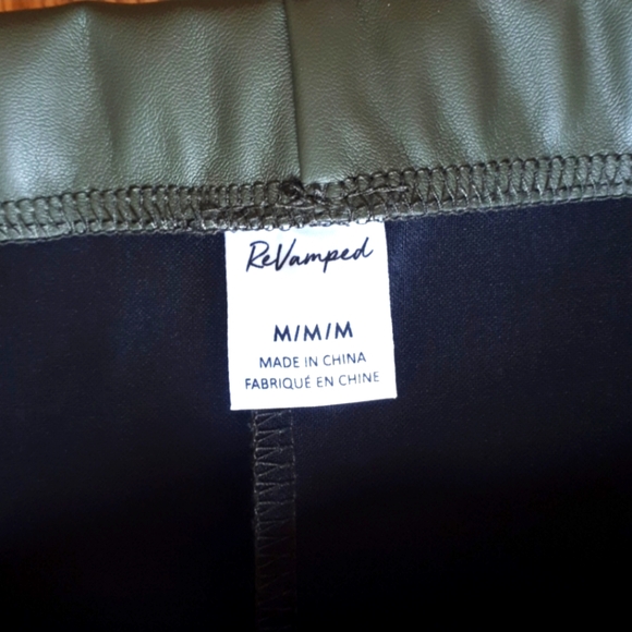 NWOT Olive Green Faux Leather Mini Skirt - Picture 2 of 2